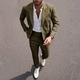 thumbnail image 2 of Sevevn Men's 2 Piece Linen Blend Suit Set Notch Lapel Single Button Blazer and Slim Dress Pants Casual Summer Business Outfit Green 2XL, 2 of 9