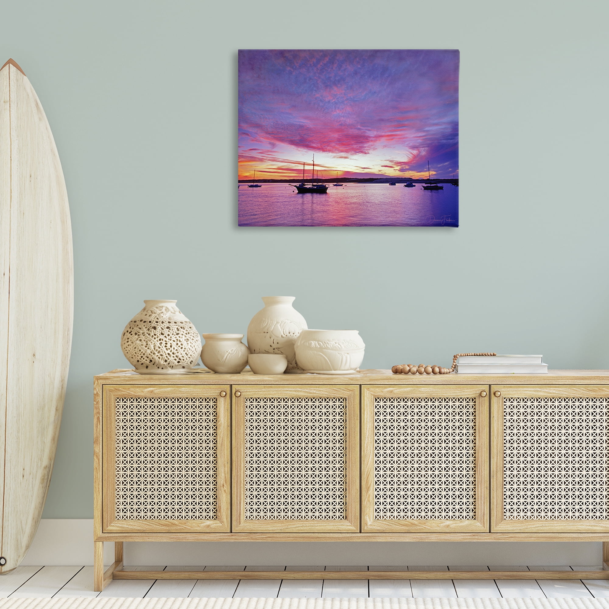 Stupell Industries Distant Boats at Sunset Transportation Photography Wrapped Canvas Art Print Wall Art, 40 x 30