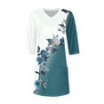 thumbnail image 5 of Bbyeadc Womens Tunic Tops 3/4 Length Sleeve Floral Prints Tunic V Neck Comfortable Loose Fit Top Fashion Summer Beach Blouse with Pocket,Blue(XXXL), 5 of 6