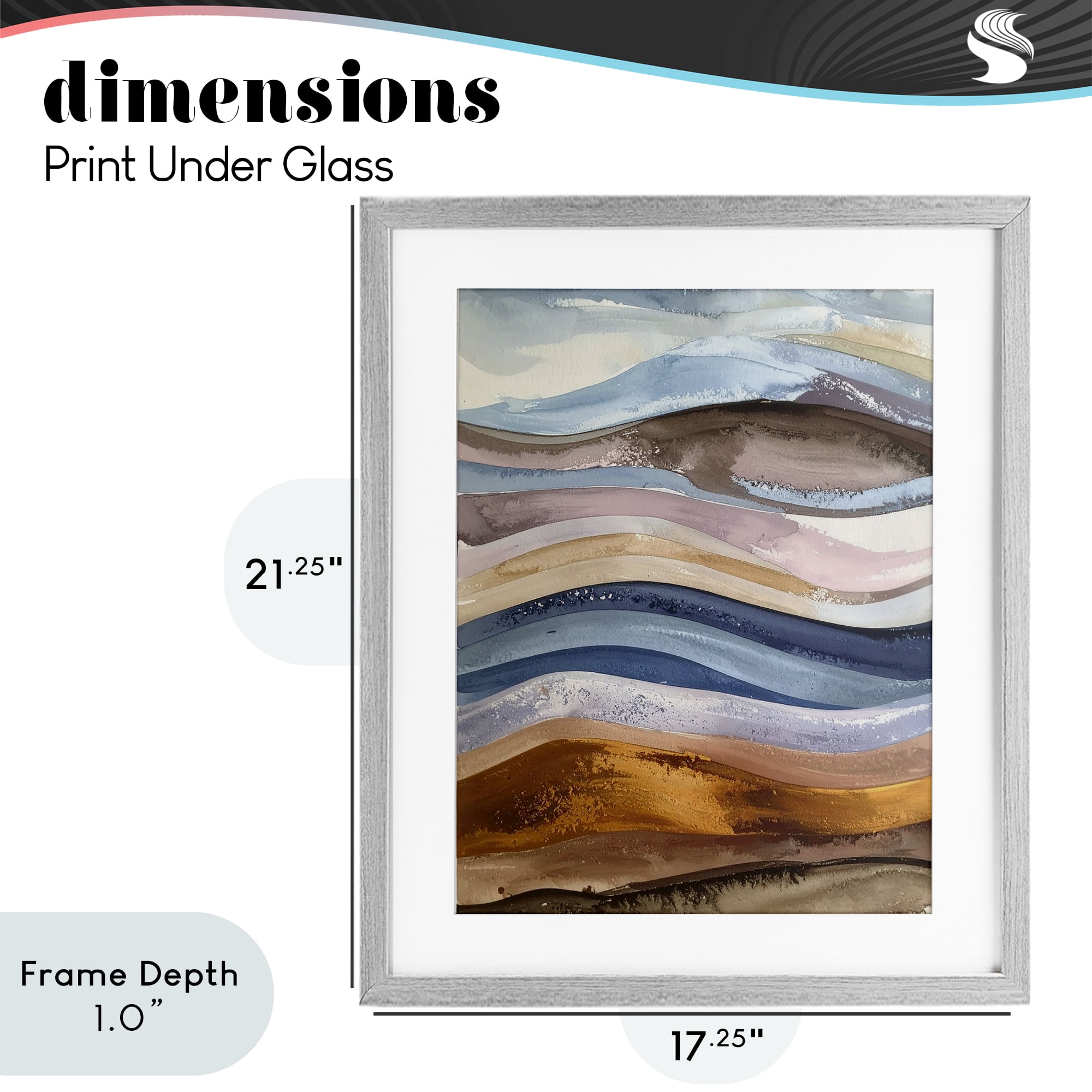 Stupell Industries Ocean Flow Layers Gray Framed Print Under Glass, design by Alonza Saunders