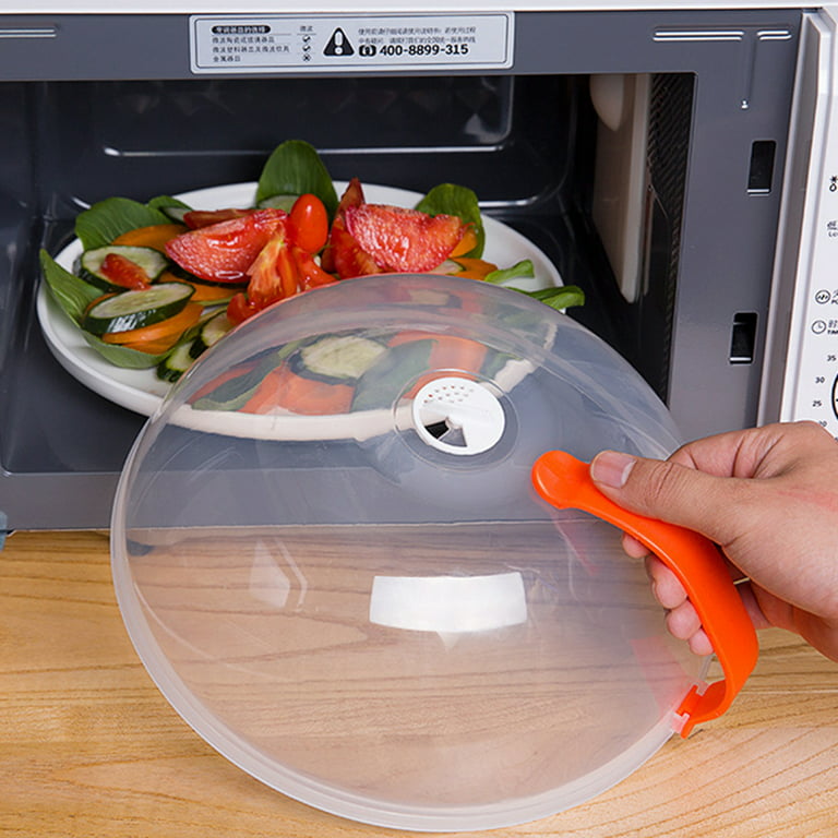 Reheyre Food Grade Heat Resistant Plastic Microwave Splatter Cover - Microwave Food Plate Cover Guard Lid - for Home, Size: 26.5, Orange