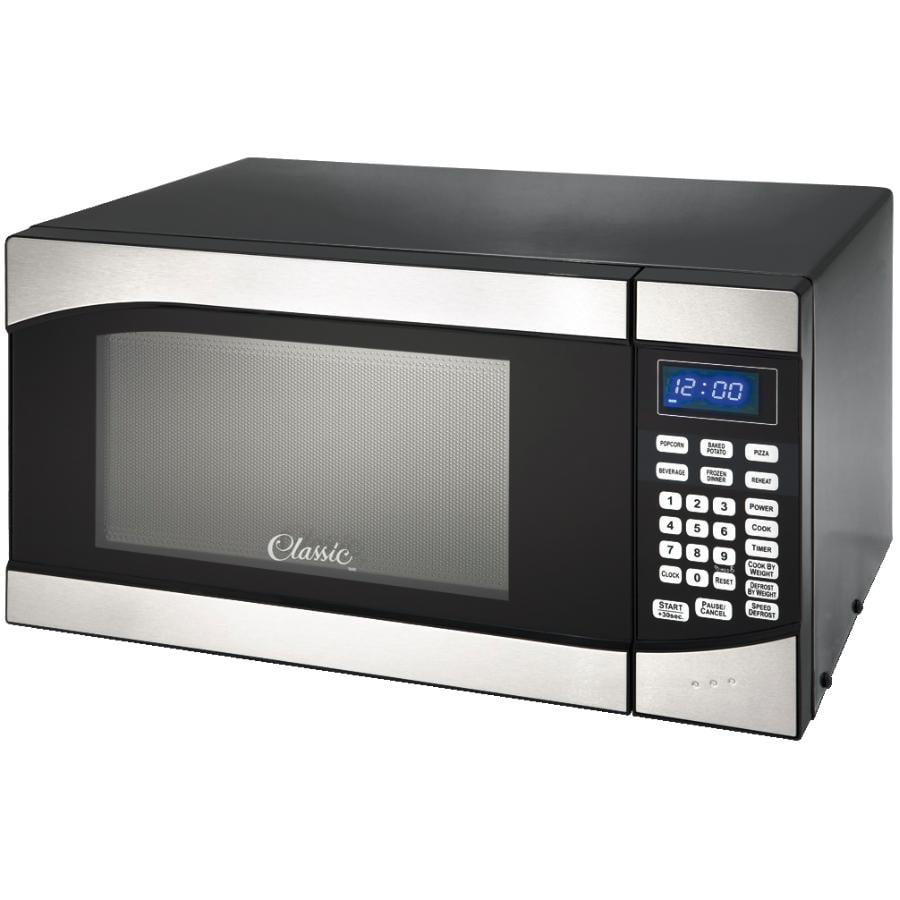 900 Watt .9 Cu.Ft. Black Countertop Microwave Oven, with Stainless