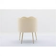 thumbnail image 7 of Velvet Living Room Chair, Modern Shell Shape Accent Chair with Golden Metal Legs, Upholstered Armchair Barrel Chair for Home Office, 250LBS Weight Capacity, Creme White, 7 of 7