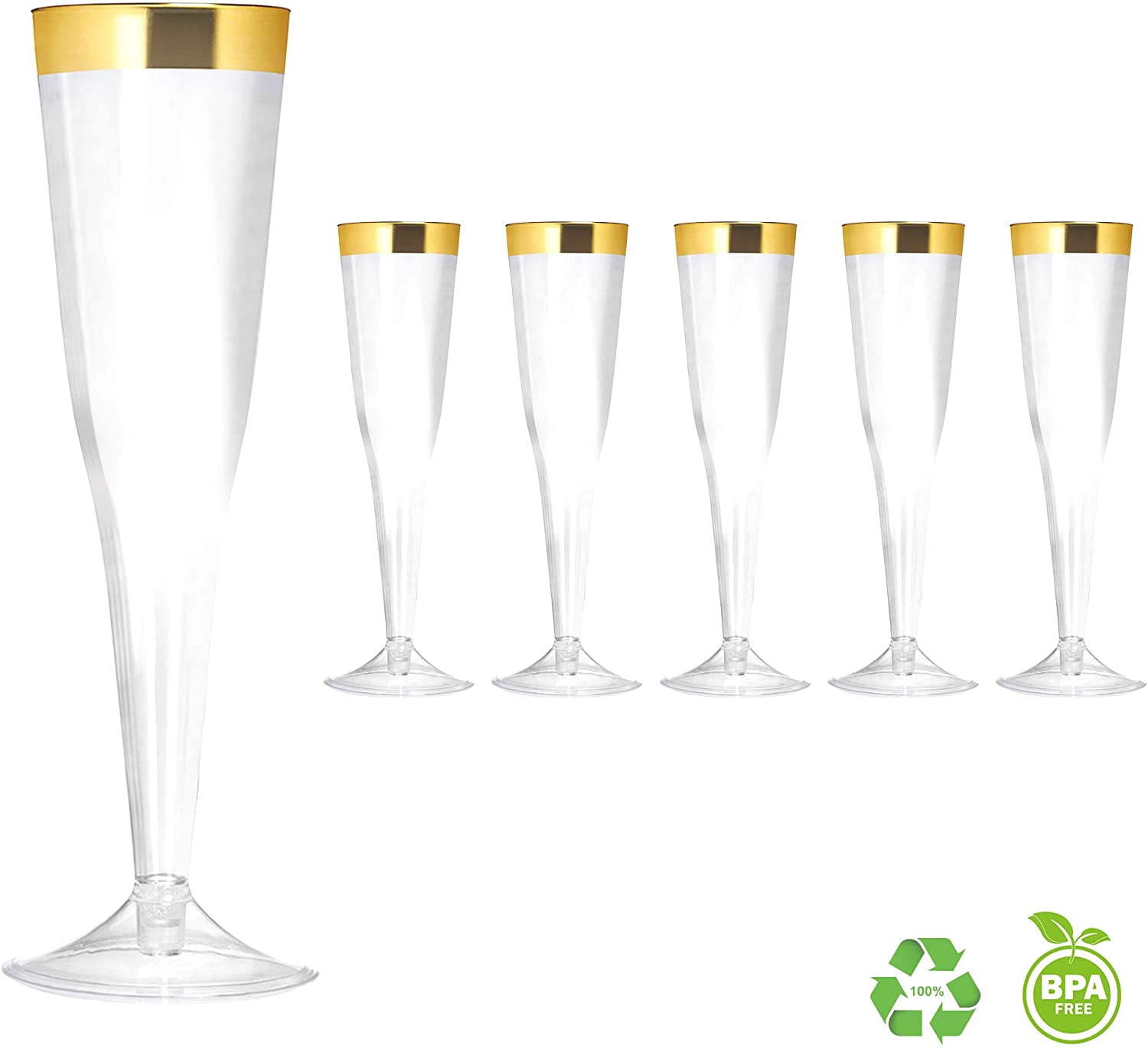 Stock Your Home 6oz Disposable Clear Plastic Champagne Flutes 50 Pack ...