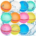 thumbnail image 1 of 12Pcs Reusable Water Balloons Bbiodegradable Water Balls Soft Silicone Water Balloons Self Sealing Quick Fill Summer Games for Kids, 1 of 5