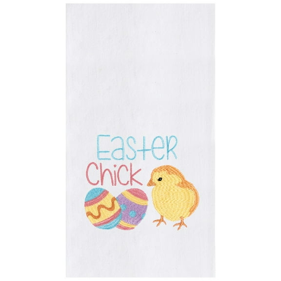 "Easter Chick" w/ Spring Eggs Flour Sack Embroidered Flour Sack Kitchen Dishtowel