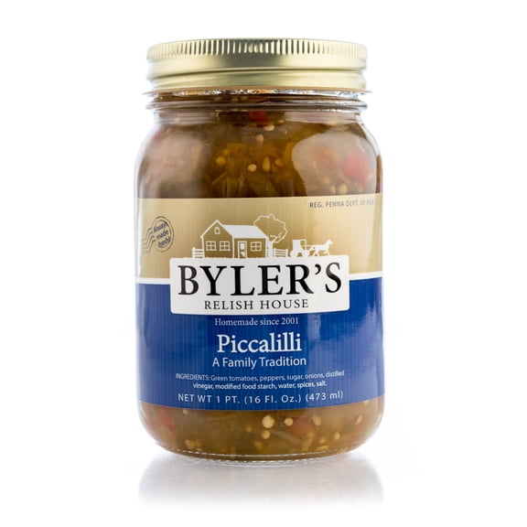 Byler's Relish House Piccalilli Glass Jar 16 oz 1 PT