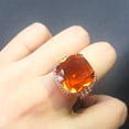 thumbnail image 2 of Womens Exaggerated Orange Gemstone Ring Gold Plated Inlaid Artificial Gems Semi-Precious Stones Geometric Copper Ring Fashion Jewelry Gift for Her, 2 of 5