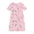 thumbnail image 3 of RXIRUCGD 2025 Summer Clothes for Kids Girl's Flower Print Short Sleeve Stretchy Dress Summer Sleeve Round Neck Dress Dance Skirt for Kids, 3 of 4