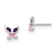 thumbnail image 1 of Sterling Silver Pink CZ Enameled Post Earrings QE8639, 1 of 2