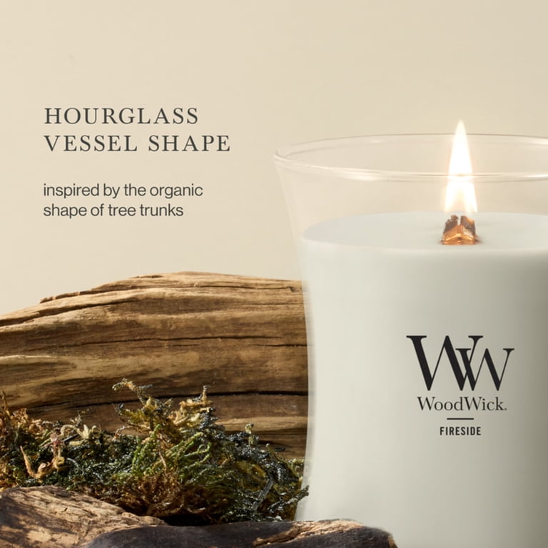 Woodwick, Scented Candle, Fireside, 9.7 oz, Hourglass Design