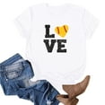 thumbnail image 2 of Love Print Shirts Women Casual Short Sleeve Mother's Day Tee Graphic Cute Tunic Mom T-Shirts (S, White), 2 of 3