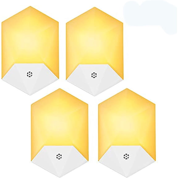 LINLIN 4pcs LED Night Light, Photocell Sensor Light Warm White Night Lights,Dusk-to-Dawn Sensor,Closet Lights,Stair Lights,Safe Lights for Hallway,Bathroom,Bedroom,Kitchen (Four-Leaf)