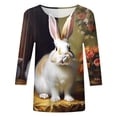 thumbnail image 4 of MuXiKeJi Clothes Easter Shirts for Teen Womens Easter Day Easter Print 3/4 Sleeve T Shirts Crew Neck Trendy Blouse Going Out Summer Outfits, 4 of 4