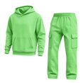 thumbnail image 5 of Mooqilaa Boys Activewear Outfit Sets, Casual Long Sleeve 2 Piece Fleece-Lined Boys Clothing Sets Size 5-6 Years Mint Green, 5 of 6