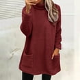 thumbnail image 2 of NMMUED Sherpa Pullover Mock Neck Sweatshirts Warm Sweatshirts for Women Oversized Mock Neck Sweatshirt Winter Tops for Women Womens Sweatshirts No Hood Fuzzy Pullover Women Wine M, 2 of 9