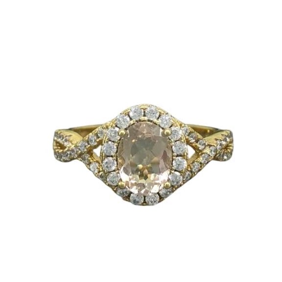 HeartsAndYou 1.9ct Natural Morganite Halo Infinity Engagement Ring 100% 14k SOLID Yellow Gold