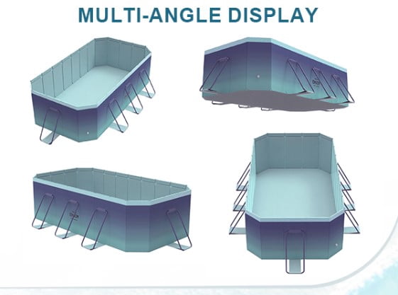 LHUAI, 102" Foldable Non-Inflatable Pool, Large Rectangular Above Ground Outdoor Backyard Swimming Family Pool, For Adults, Kids And Pet Dogs, Blue.