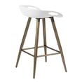thumbnail image 3 of FurnitureR Fiyan 24" Vinyl Counter Stool with Low Backrest in White (Set of 2), 3 of 5