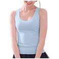 thumbnail image 4 of Staki Shapewear Tummy Control Women's Double Lined Tank Tops V Neck Sleeveless Racer Back Slim Fit Outfit Summer Basic Clothes(Blue,M), 4 of 8