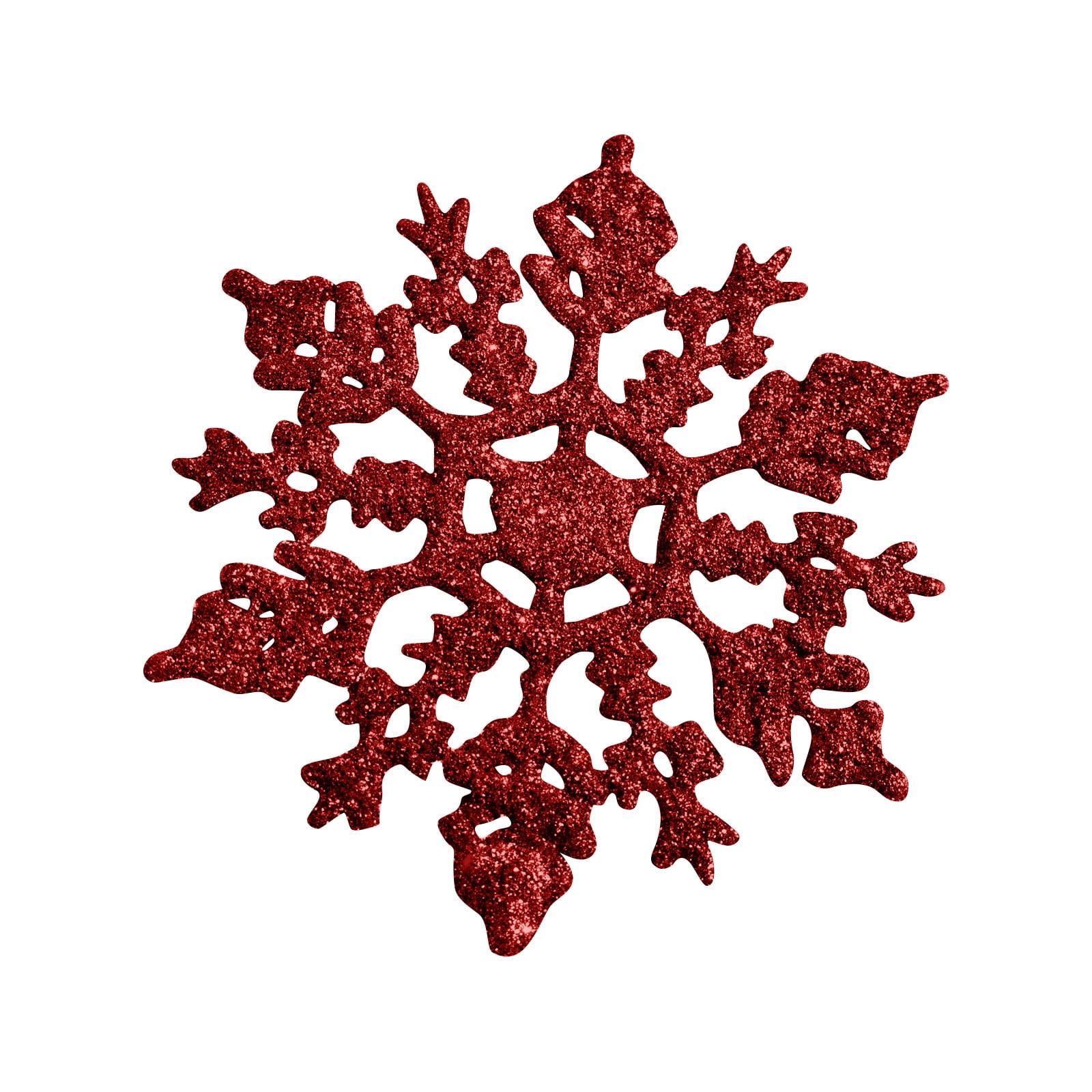 24 Pack Silver Glitter Snowflake Ornaments, Plastic Christmas Glitter