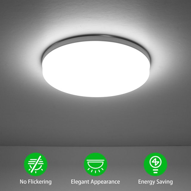 Lámpara de techo LED empotrada redonda de 24 W para cocina, dormitorio, comedor, pasillo (6500-7000K) 2160 lm - blanco - Ø18 cm