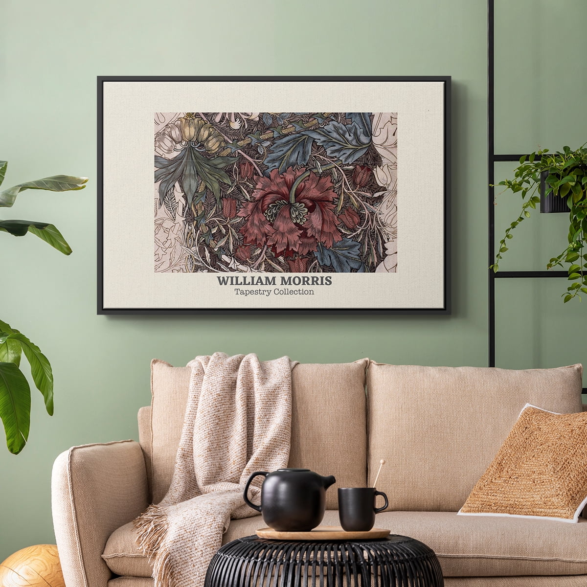 Vintage Abstract Print-XL Framed in Black Wood Gallery Wrapped Canvas 25 in. x 37 in.