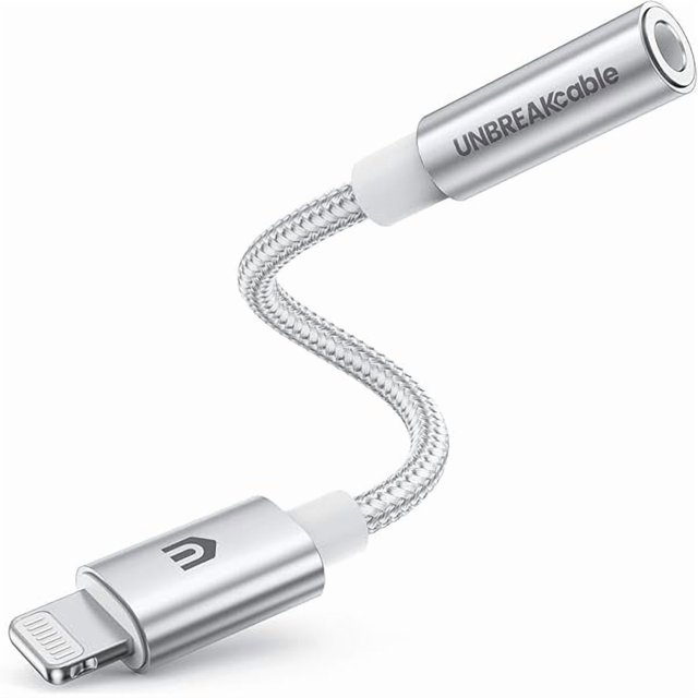 wonima11 UNBREAKcable Headphones Adapter for iPhone, MFi Certified Lightning to 3.5mm Jack Converter with Apple Original Chip Compatible for iPhone 14/13/12/11/Pro/SE/Xs MAX/XR/X/8/iPad/iPod - Silvery