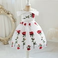 thumbnail image 3 of 8T Big Girls Wedding Princess Dress Party Dress Formal Prom Dress 9T Big Girls Sleeveless Embroidery Rose Mesh Stiching One-Line Sling Wedding Dress Prom TuTu Dress White, 3 of 9