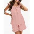 thumbnail image 5 of Rdhnmea Womens Pajama Sets 2 Piece Summer Ladies Ruffled Sleeveless Cami Crop Top Tank Shorts Sets Lounge Sleepwear Pjs Set, 5 of 9