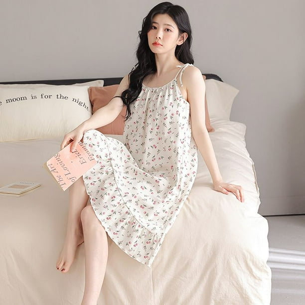 Ropa de dormir Tie Dye para mujer, camisón de estilo coreano japonés, vestido de noche, ropa de dormir para el hogar, pijama con tirantes finos con volantes, novedad de verano