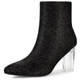 thumbnail image 1 of Unique Bargains Women's Clear Block Heel Glitter Ankle Booties, 1 of 6