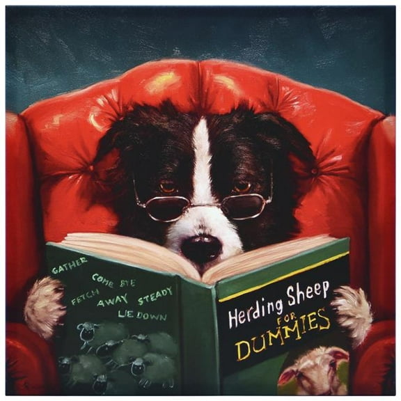 Empire Art Direct Herding Sheep Graphic Art Print on Wrapped Dog Canvas Wall Art, 18" x 18" x 2", Ready to Hang