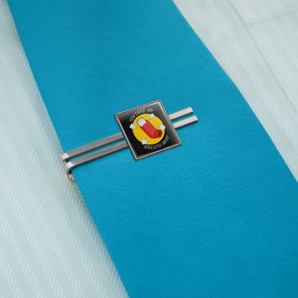 GRAPHICS /& MORE You Take My Breath Away Asthma Inhaler Funny Humor Square Tie Bar Clip Clasp Tack Silver or Gold
