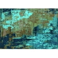 thumbnail image 1 of Ahgly Company Machine Washable Indoor Rectangle Oriental Turquoise Blue Industrial Area Rugs, 7' x 9', 1 of 4