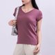thumbnail image 2 of Mujeres Manga Corta Tops Casual, Color Sólido Cuello en V, Camiseta Casa Blusas para Mujeres, 2 of 6