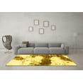 thumbnail image 3 of Ahgly Company Machine Washable Indoor Round Abstract Yellow Modern Area Rugs, 5' Round, 3 of 4
