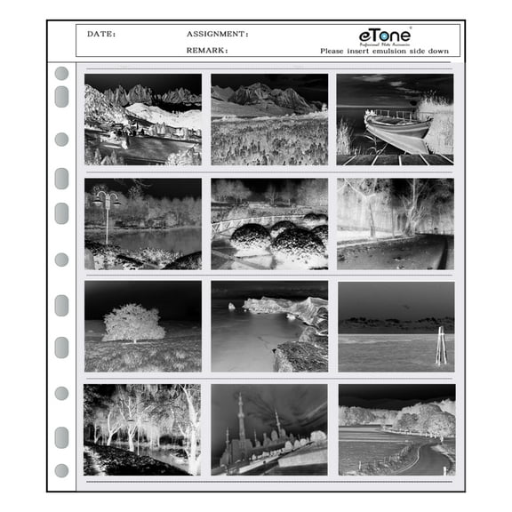 20pcs eTone Archival Storage Sheets 120 Negatives Film Bags Acid-free Stroage Pages Black&White Color Film Preservers Pages