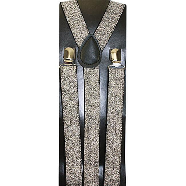 Un Usual 40 in. Elastic Men Sparkly Suspenders Sparkly Silver, Case of 48