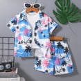 thumbnail image 2 of HCNTES Toddler Baby Boy Summer Outfits Hawaiian Surf Print Button Down Shirt and Shorts 3-Piece Set Toddler Boy Beach Vacation Clothes, 2 of 6