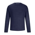 thumbnail image 4 of HOOMEUMY Mens Ribbed Knit Sweaters 2025 Trendy Classic Solid Design Crew Neck Tops Slim Fit Blouse Casual Basic Long Sleeve Shirts Fashion Blue M, 4 of 6