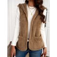 thumbnail image 7 of Mengpipi Women's Reversible Plush Hooded Gilet - Solid Color Fuzzy Fleece Sleeveless Jacket S-2XL, 7 of 7