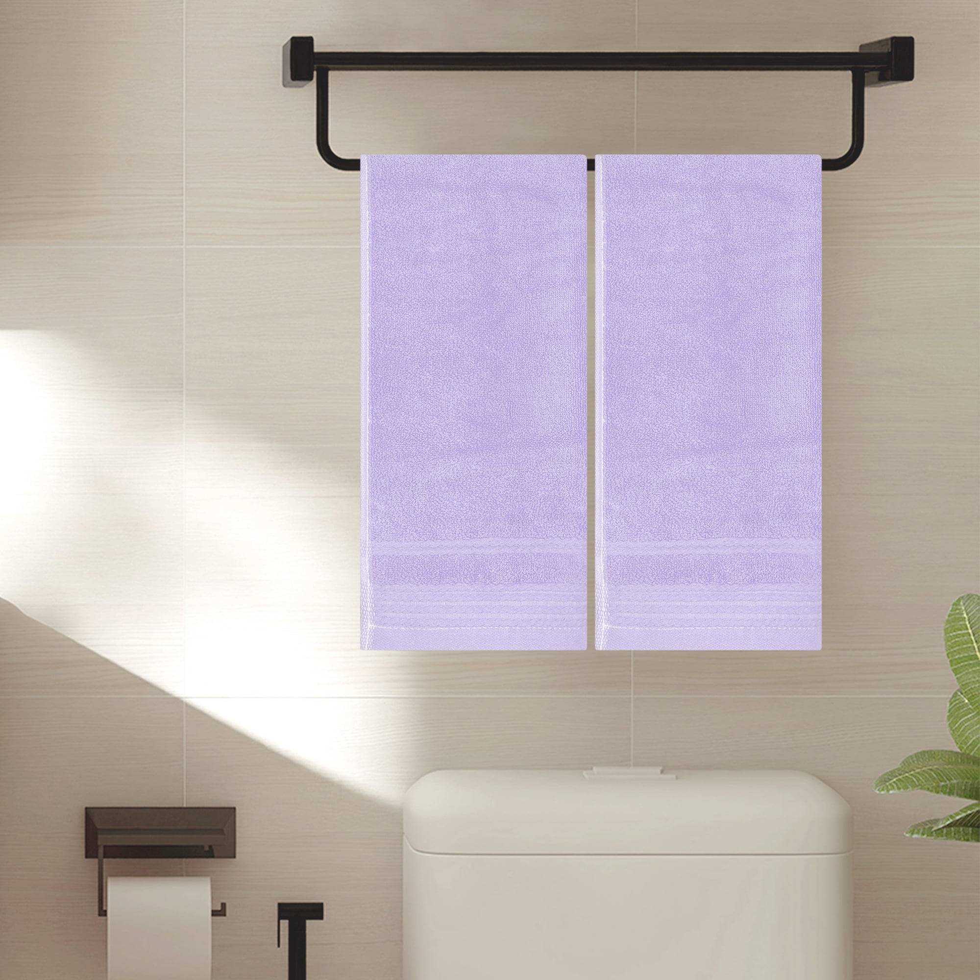 Unique Bargains 4 Pcs Striped Quick Drying Non-Linting Hand Towel 14" x 30" Purple/Blue