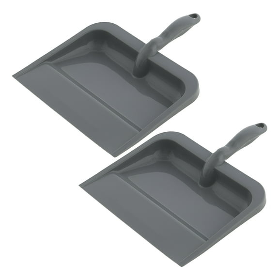 Superio Plastic Dustpan with Handle for Home, 2 Pack - 10-inch Wide Durable Dust Pan Only with Comfort Grip Handle, Grey