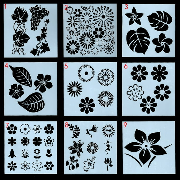 1pc drawing stencils flowers and leaves template pet material cake template reusable for diy painting craft journal notebook diary scrapbooking card decoration walmart com
