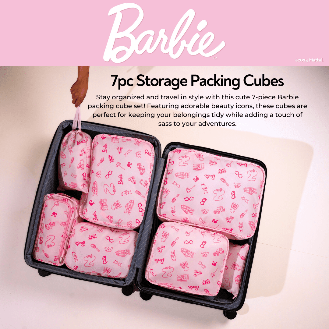 Barbie 7 Piece Packing Travel Cubes, Organizational Storage