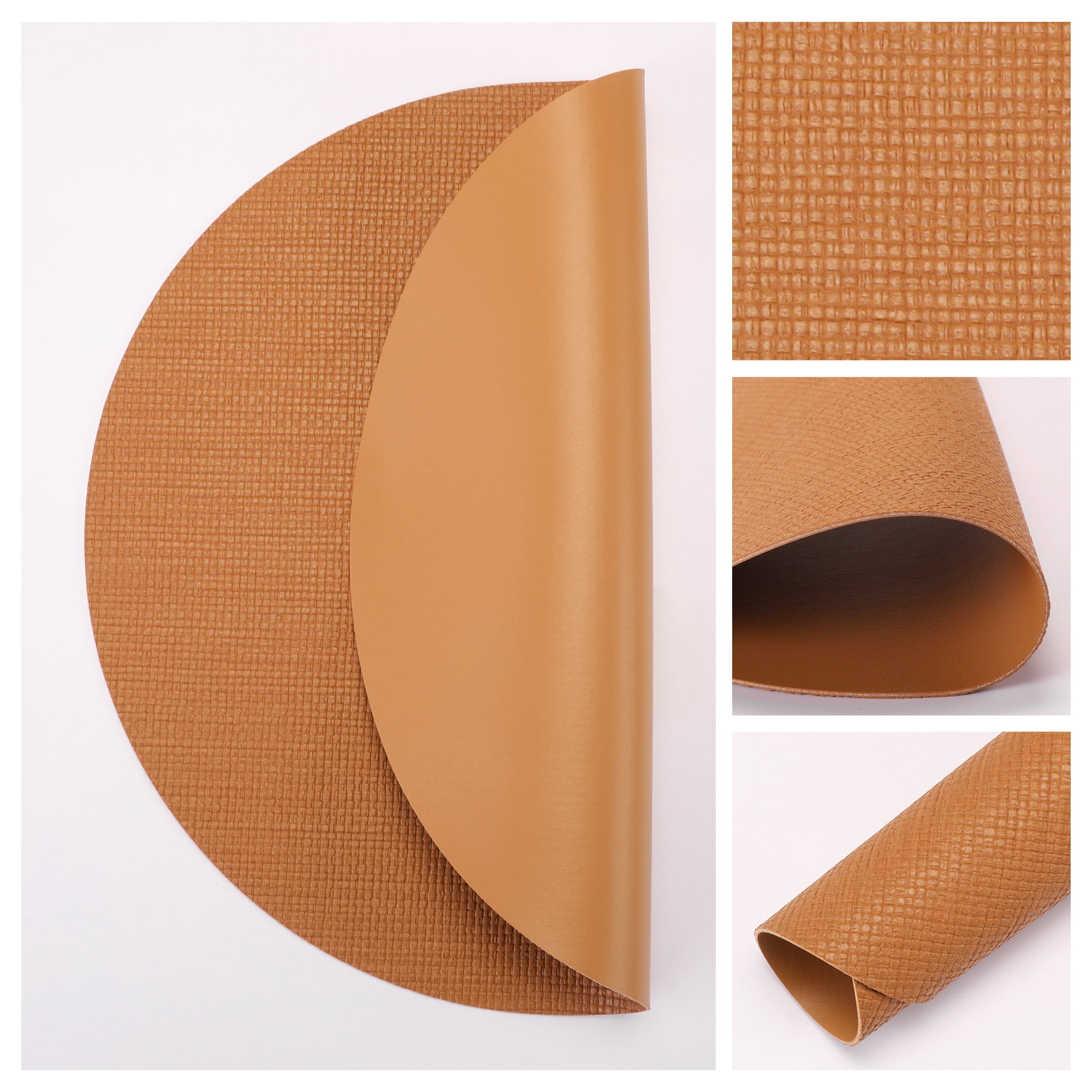 Unique Bargains 6pcs Faux Leather Wipeable Placemats Gray Brown 13"x13"