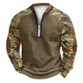 thumbnail image 2 of Men's Fall Winter Polo Half Zip Sweatshirt, Dark Printed Camouflage Pullover for Outdoor Style, Casual Wear and Seasonal Utility,Fluorescent Green,M, 2 of 4