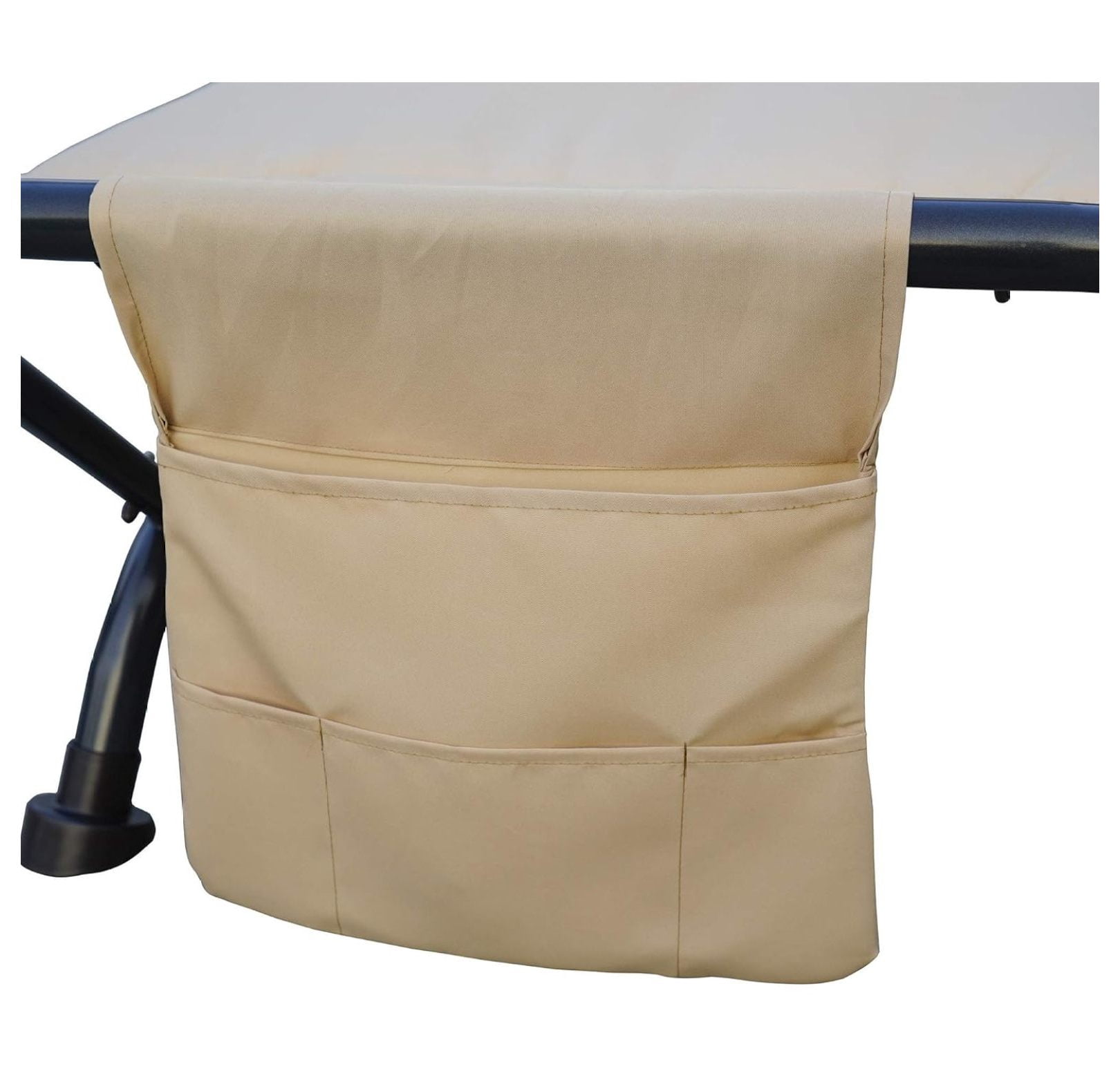 Ailsa Outdoor Patio Hammock with Stand, Pillow, Storage Pockets (Beige Canvas and Black Frame)
