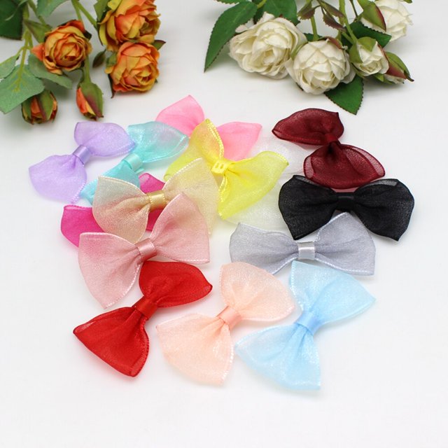 Lazos de cinta de gasa hechos a mano para manualidades, decoración de boda, fiesta de cumpleaños, adornos navideños, 40-60mm, 20 piezas o 50 unidades